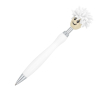 Stylo à bille avec un pompon rotatif, encre bleue couleur blanc