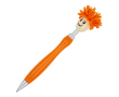 Stylo à bille avec un pompon rotatif, encre bleue couleur orange