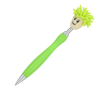 Stylo à bille avec un pompon rotatif, encre bleue couleur vert lime