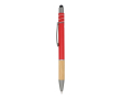 Stylo avec détail en bambou et spinner antistress encre bleue couleur rouge