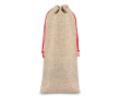 Sac à vin au design rustique en jute avec cordon de fermeture rouge couleur naturel