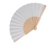 Eventail en RPET coloré avec manche en bois personnalisable couleur blanc