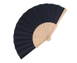 Eventail en RPET coloré avec manche en bois personnalisable couleur bleu foncé