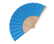 Eventail en RPET coloré avec manche en bois personnalisable couleur bleu ciel