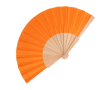 Eventail en RPET coloré avec manche en bois personnalisable couleur orange