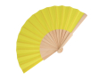 Eventail en RPET coloré avec manche en bois personnalisable couleur jaune
