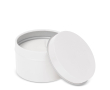 Bougie en cire végétale pot monochrome en acier recyclé circulaire couleur blanc