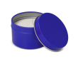 Bougie en cire végétale pot monochrome en acier recyclé circulaire couleur bleu