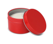 Bougie en cire végétale pot monochrome en acier recyclé circulaire couleur rouge