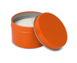 Bougie en cire végétale pot monochrome en acier recyclé circulaire couleur orange