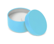 Bougie en cire végétale dans un pot en acier recyclé circulaire couleur bleu ciel