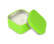 Bougie en cire végétale avec parfum vanille dans un pot en métal carré couleur vert lime
