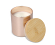 Bougie en cire végétale dans un pot en aluminium recyclé métallisé couleur or rose