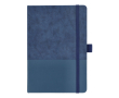 Carnet en cuir synthétique au design original A5 à pages lignées couleur bleu foncé