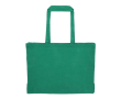 Sac en coton recyclé avec longues anses et soufflet 140 g/m² couleur vert foncé