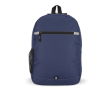 Sac à dos en RPET compartiment frontal et petit détail réfléchissant couleur bleu foncé