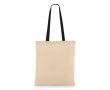 Tote bag en coton OEKO-TEX avec anses colorées 140 g/m² couleur noir
