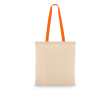 Tote bag en coton OEKO-TEX avec anses colorées 140 g/m² couleur orange