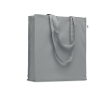 Sac en coton bio coloré à soufflet et longues anses 220 g/m² couleur gris