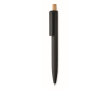 Stylo monochrome avec bouton en bambou et encre bleue couleur noir