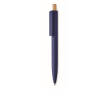 Stylo monochrome avec bouton en bambou et encre bleue couleur bleu