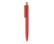 Stylo monochrome avec bouton en bambou et encre bleue couleur rouge