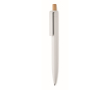 Stylo monochrome avec bouton en bambou et encre bleue couleur blanc