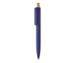 Stylo monochrome avec bouton en bambou et encre bleue couleur bleu roi