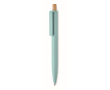 Stylo monochrome avec bouton en bambou et encre bleue couleur bleu ciel