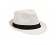 Chapeau en paille de papier avec bande en polyester noir couleur blanc