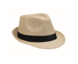 Chapeau en paille de papier avec bande en polyester noir couleur beige