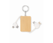 Porte-clés avec câbles de charge et coque en bambou couleur bois
