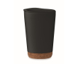 Gobelet à emporter double paroi avec détail en liège à la base 300ml couleur noir