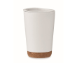 Gobelet à emporter double paroi avec détail en liège à la base 300ml couleur blanc
