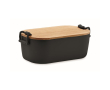Lunchbox avec couvercle en bambou et 2 clips latéraux 700ml couleur noir