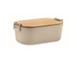 Lunchbox avec couvercle en bambou et 2 clips latéraux 700ml couleur beige