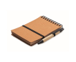 Carnet avec stylo à encre bleue et bande élastique, pages lignées couleur marron