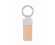 Porte-clés rectangulaire en bois de caoutchouc et zinc couleur bois