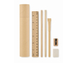 Étui en papier cylindrique avec set complet d’écriture couleur beige