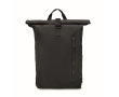 Sac à dos à roll-top en coton recyclé avec fermeture éclair frontale couleur noir
