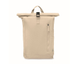 Sac à dos à roll-top en coton recyclé avec fermeture éclair frontale couleur beige