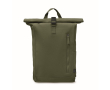 Sac à dos à roll-top en coton recyclé avec fermeture éclair frontale couleur vert militaire