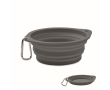 Assiette pliable pour manger ou boire avec mousqueton pour animaux couleur gris foncé