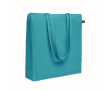 Sac de courses en coton Fairtrade avec soufflet 180 g/m² couleur turquoise
