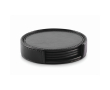 Set de 4 sous-verres avec support assorti en similicuir couleur noir