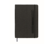 Carnet A5 à couverture rigide avec support téléphone, pages lignées couleur noir
