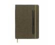 Carnet A5 à couverture rigide avec support téléphone, pages lignées couleur vert foncé