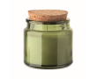 Bougie en cire végétale parfumée à la vanille avec un couvercle liège couleur vert
