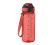 Bouteille en RPET anti-goutte avec paille et couvercle rabattable 700 ml couleur rouge transparent