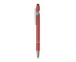 Stylo en aluminium recyclé avec finition caoutchoutée encre bleue couleur rouge
